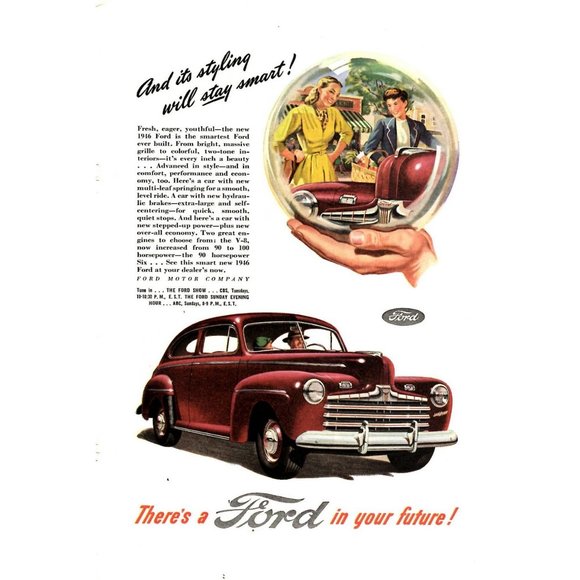 1946 Ford Print Ad There's a Ford in your future! Car Automobile Advertising VTG - Picture 1 of 2